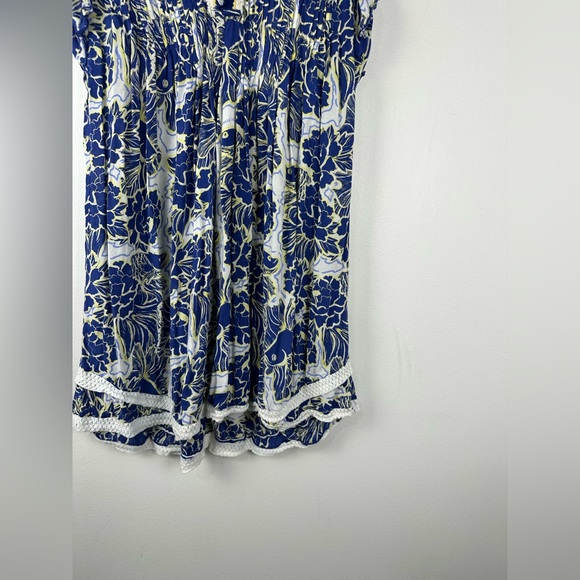 Poupette St. Barth x Vilebrequin Sasha Mini Dress Blue Floral Women’s Sz L - Picture 4 of 14